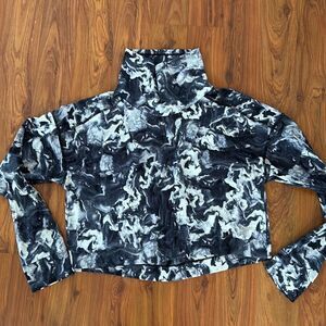 Speedo Blue and white mock turtleneck cropped Lycra top oversized m